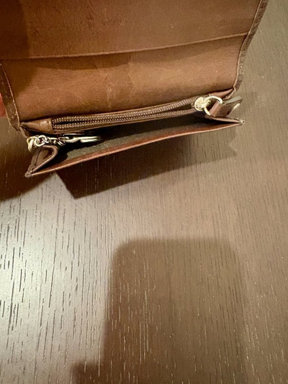🏷️ Coach Brown Smooth Leather Slim Compact Card Case Wallet - Picture 4 of 4